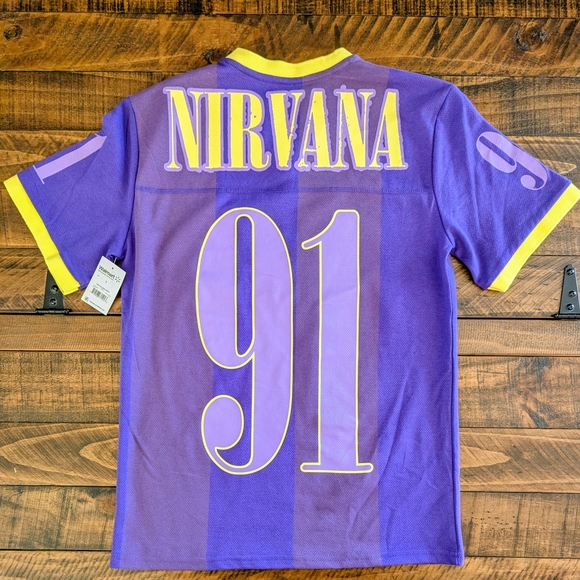 Nirvana In Utero "91" Purple Soccer Jersey Size S Kurt Cobain Grunge Wear NWT - Picture 2 of 9